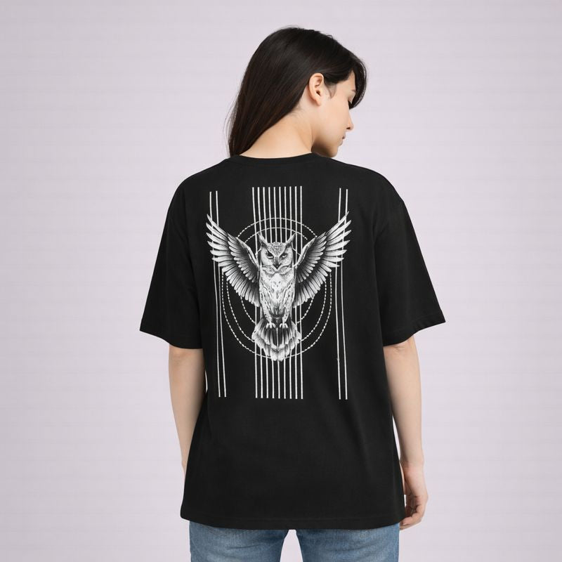 MOC - Unisex Owl Oversized Graphic T - Shirt