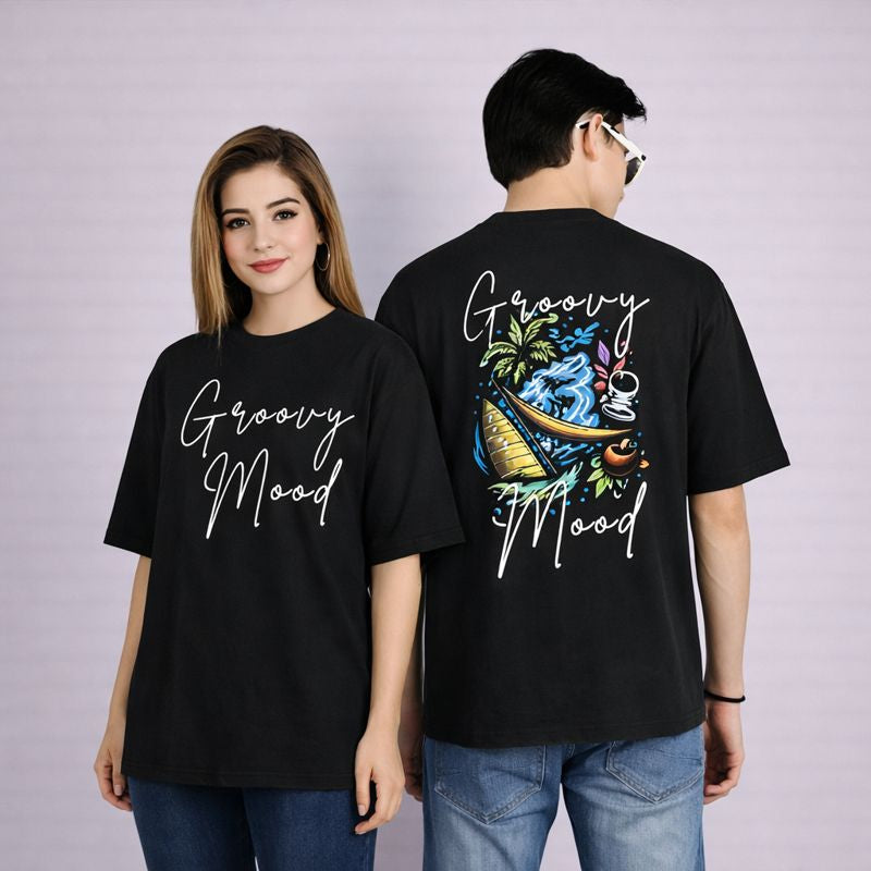 MOC - Unisex Groovy Mood Oversized Graphic T - Shirt