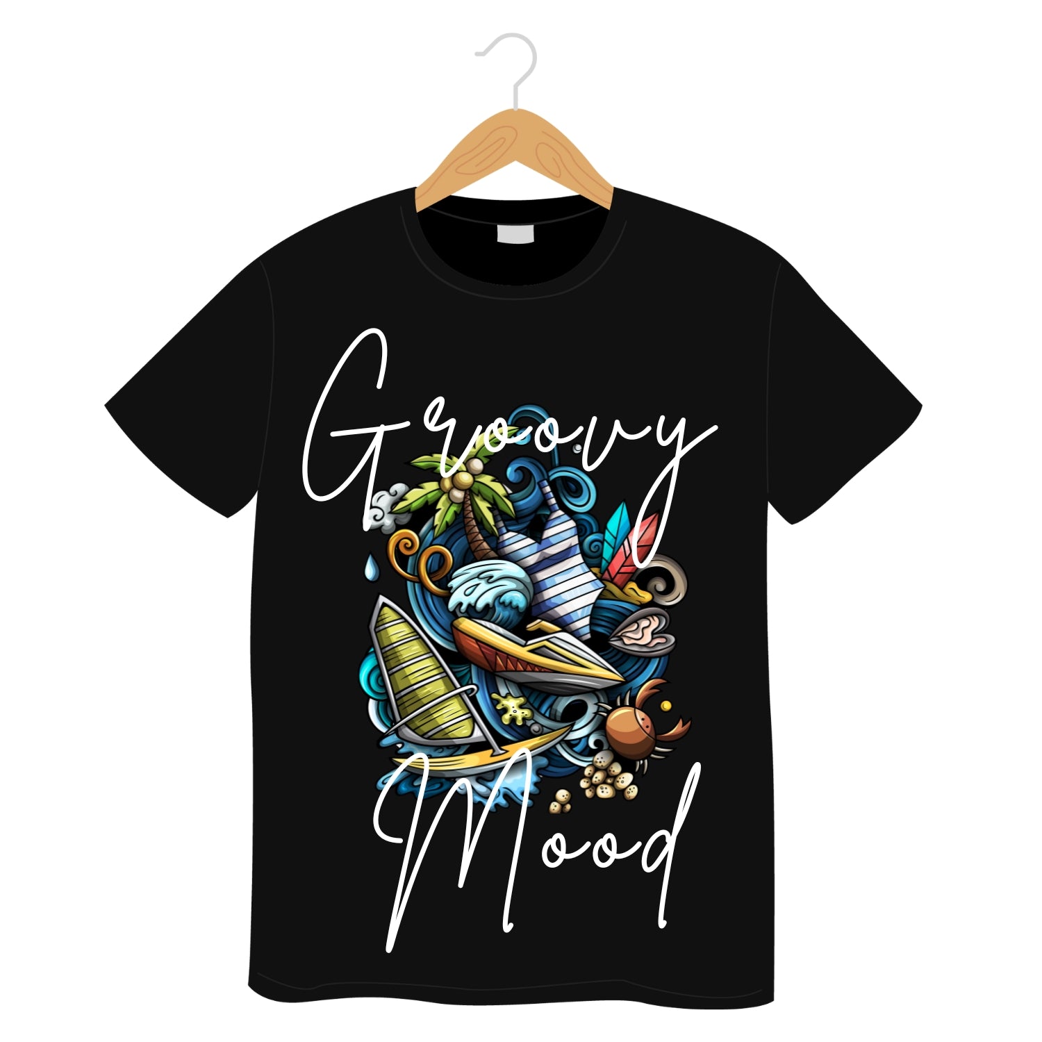 MOC - Unisex Groovy Mood Oversized Graphic T - Shirt