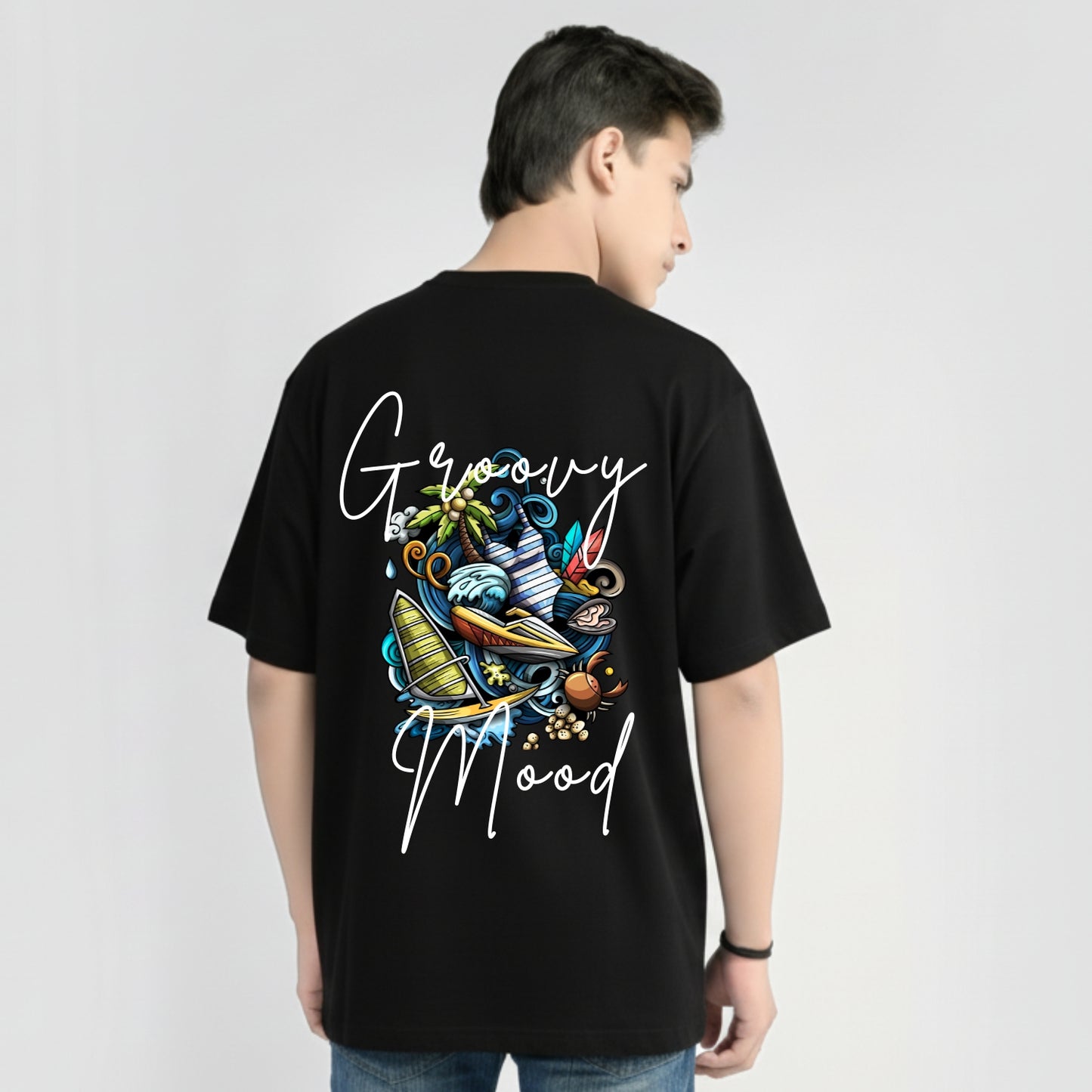 MOC - Men's Groovy Mood Oversized Graphic T - Shirt